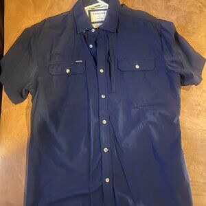 Poncho Blue Short Sleeve Button Up